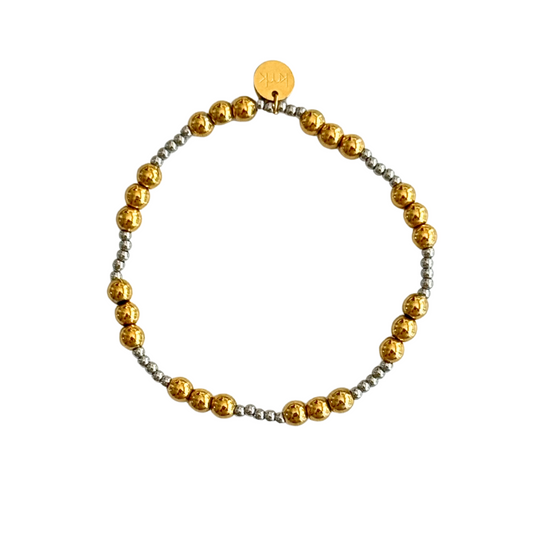 2.5mm Silver Bead and 5mm Gold Beaded Bracelet