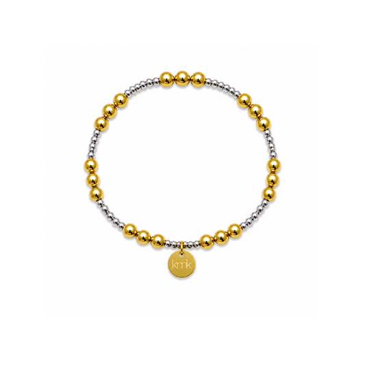 2.5mm Silver Bead and 5mm Gold Beaded Bracelet