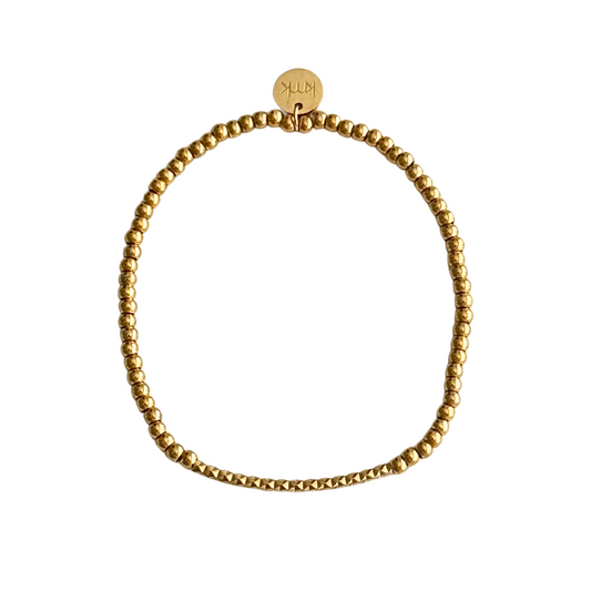 Gold Textured Bar and Gold Beaded Bracelet