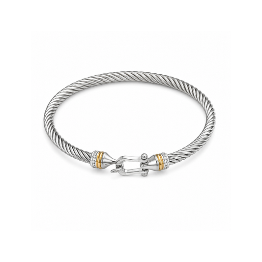 Silver Cable Bangle with hook clasp
