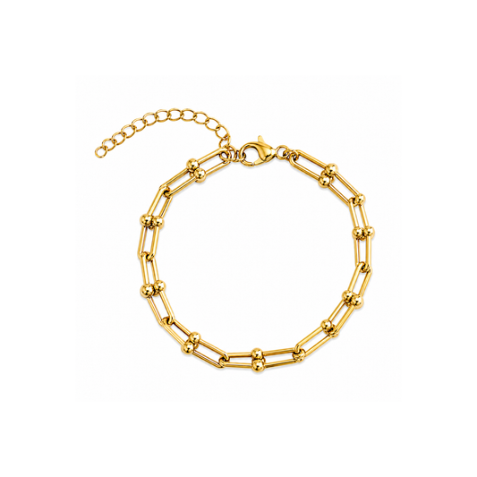 Gold Beaded Link Bracelet