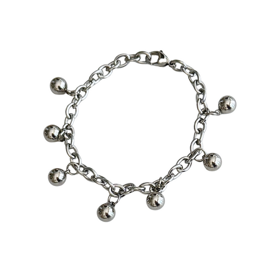 Silver Chain Bracelet with Silver Balls