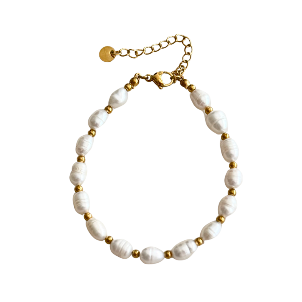 Gold Bead and Pearl Clasp Bracelet
