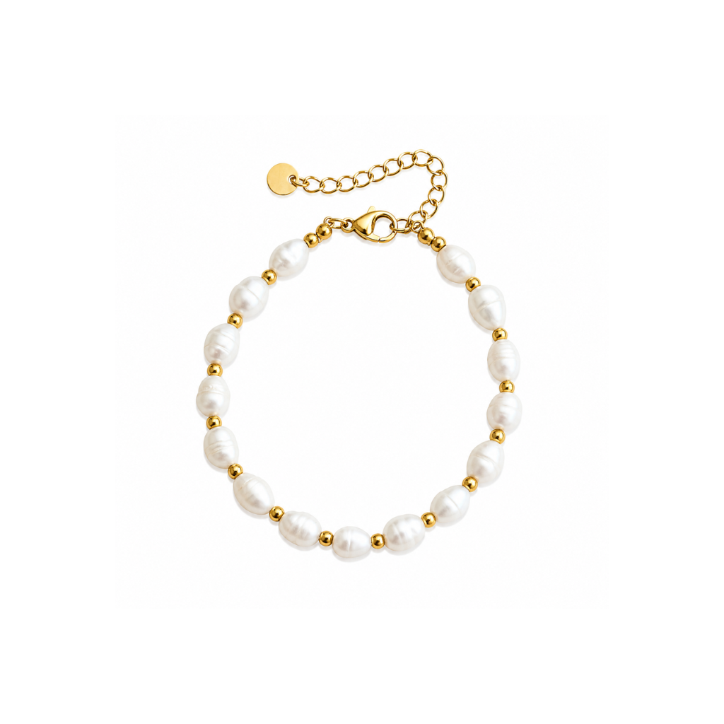 Gold Bead and Pearl Clasp Bracelet