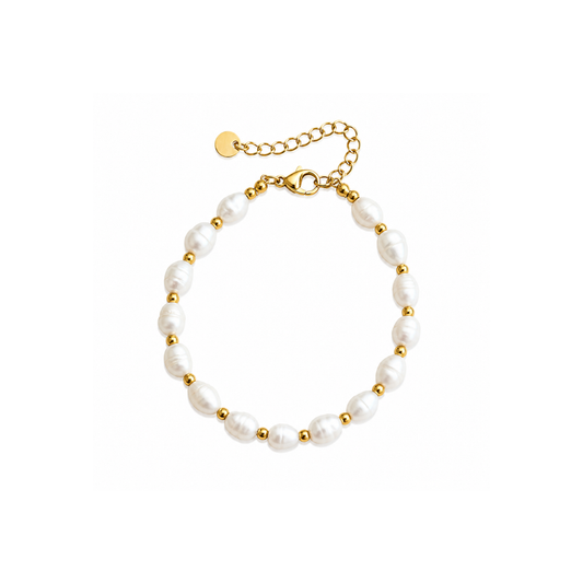 Gold Bead and Pearl Clasp Bracelet