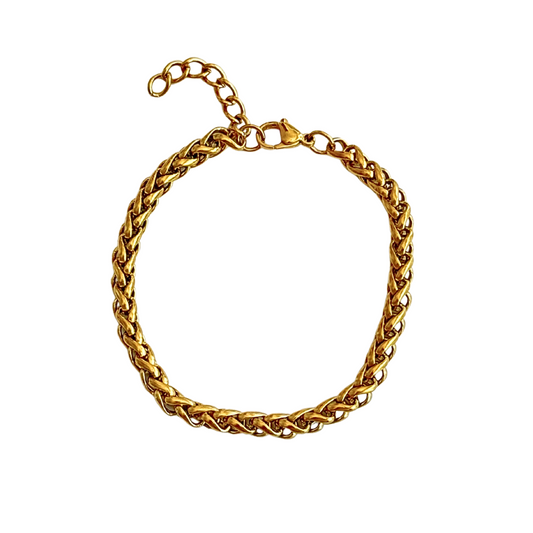 Gold 4mm Wheat Chain Bracelet