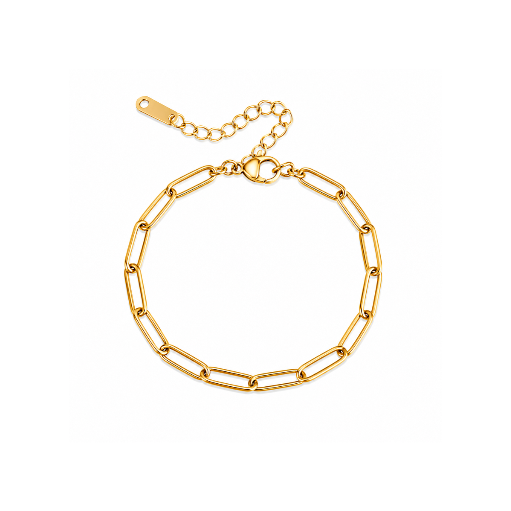 Gold Paperclip Bracelet- 7"