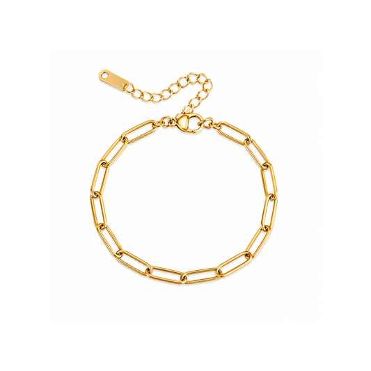 Gold Paperclip Bracelet- 7"