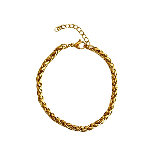 Gold 3mm Wheat Chain Bracelet