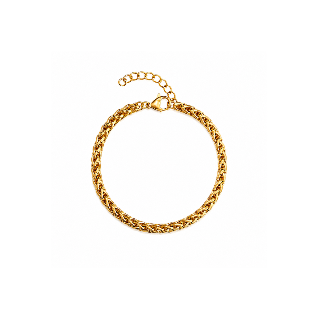 Gold 3mm Wheat Chain Bracelet