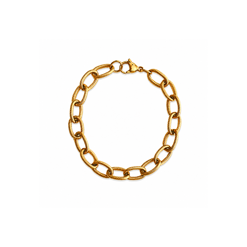 Gold Textured Link Bracelet