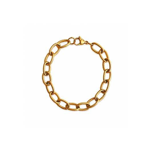 Gold Textured Link Bracelet