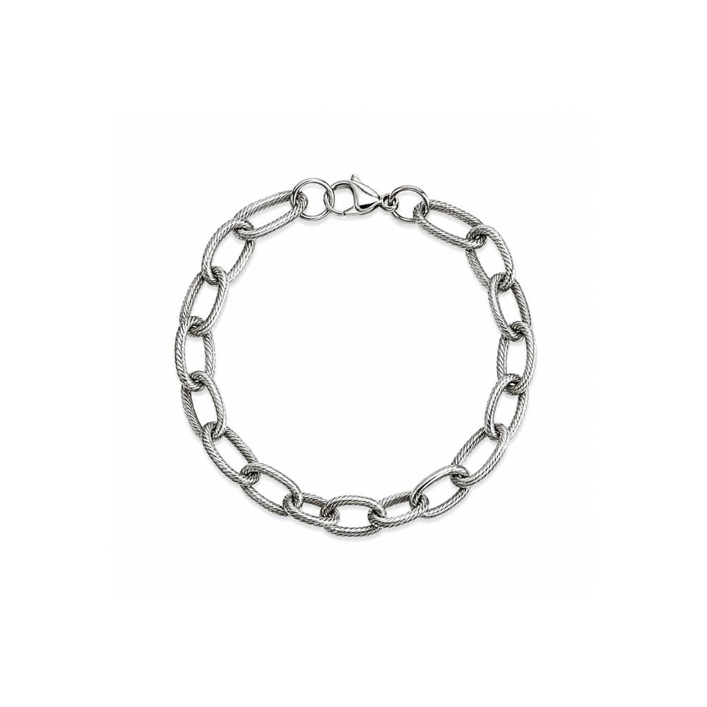 Silver Textured Link Bracelet