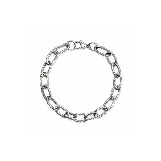 Silver Textured Link Bracelet