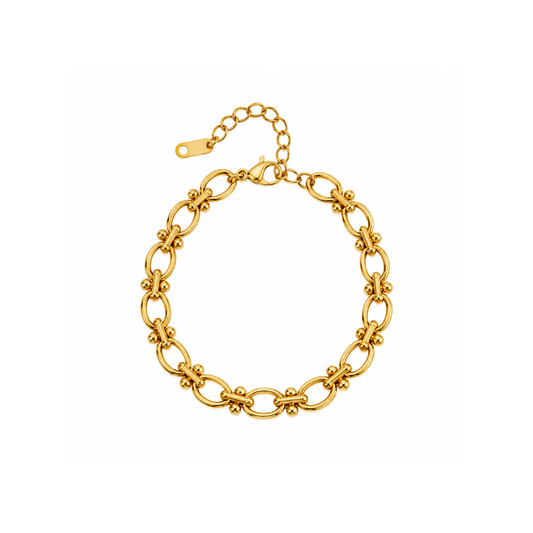 Gold Small Oval Bead Link Bracelet