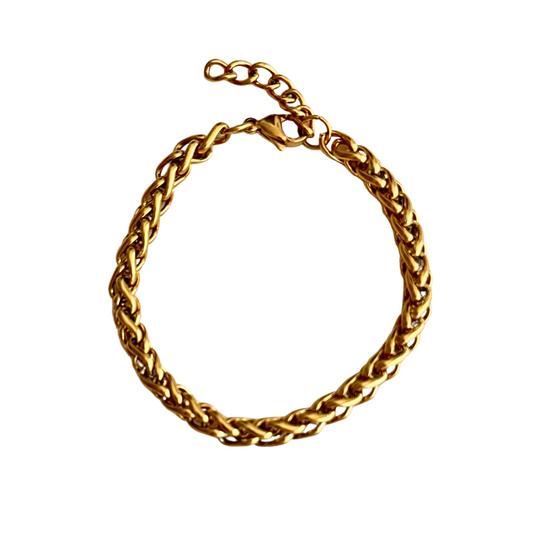 Gold 6mm Wheat Chain Bracelet