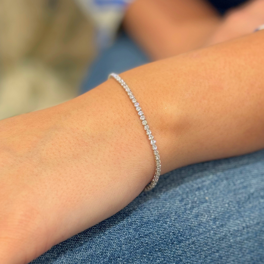 925 Sterling Silver Zircon Tennis Bracelet- 7"