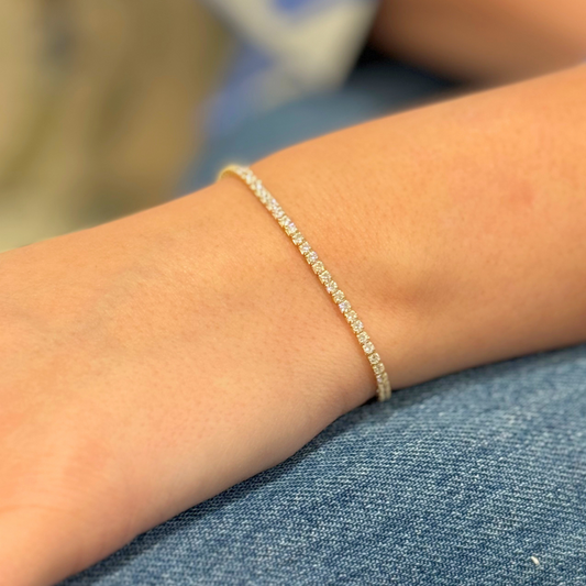 14kt Gold Vermeil Zircon Tennis Bracelet- 7"