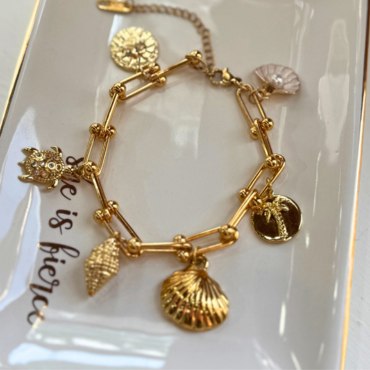 Gold Shell Charm Bracelet