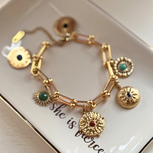 Gold Medallion Charm Bracelet
