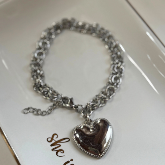 Silver Heart Charm Bracelet