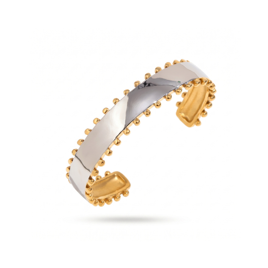 Two-Tone Wide Cuff Bracelet