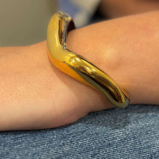 Gold Wide Wave Cuff