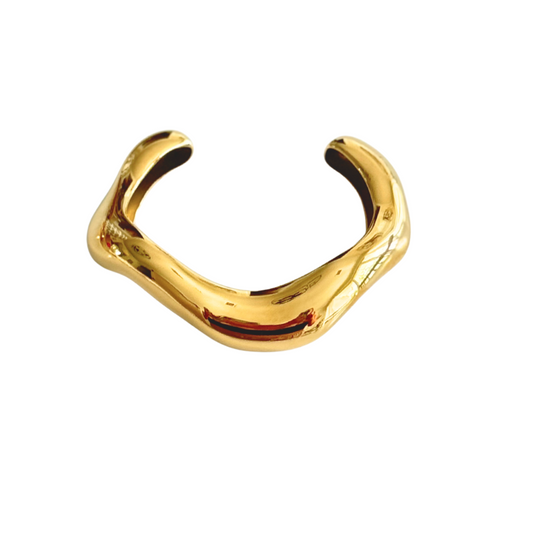 Gold Wide Wave Cuff
