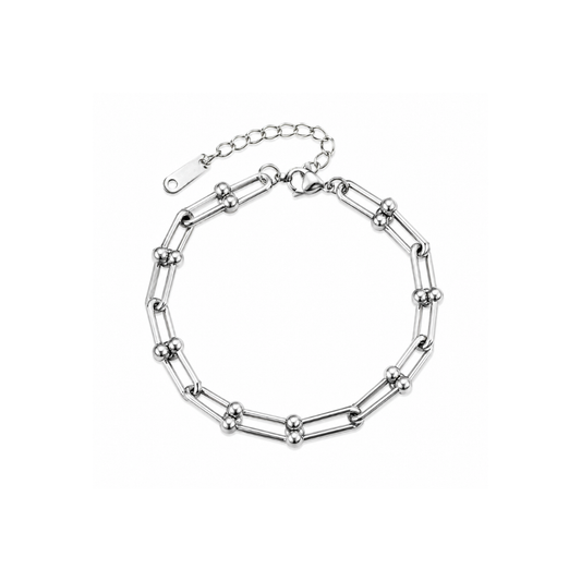 Silver Bead Link Chain Bracelet