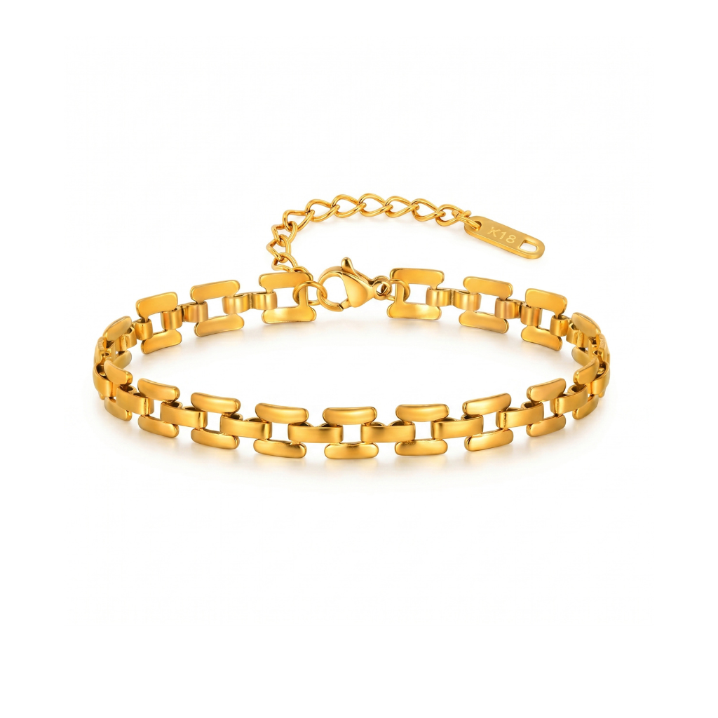 Gold Square Link Chain Bracelet