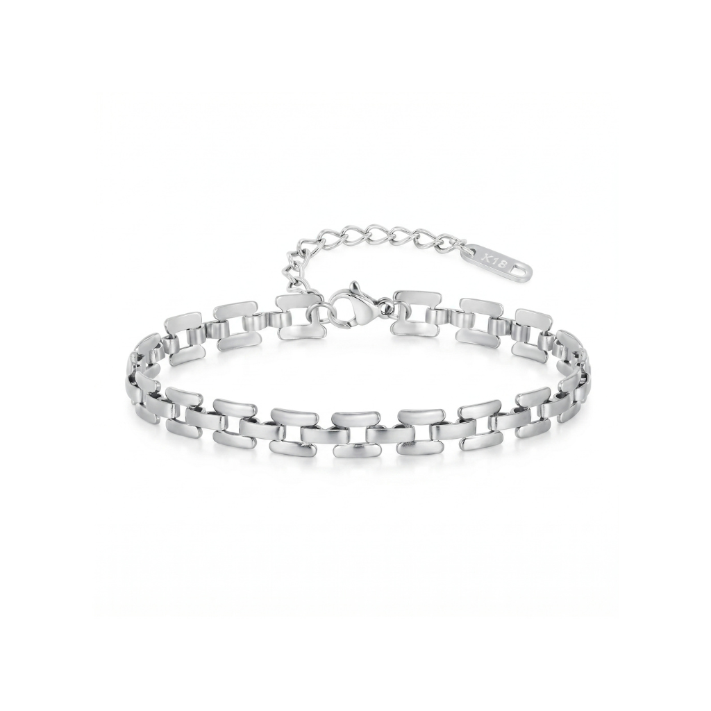 Silver Square Link Chain Bracelet