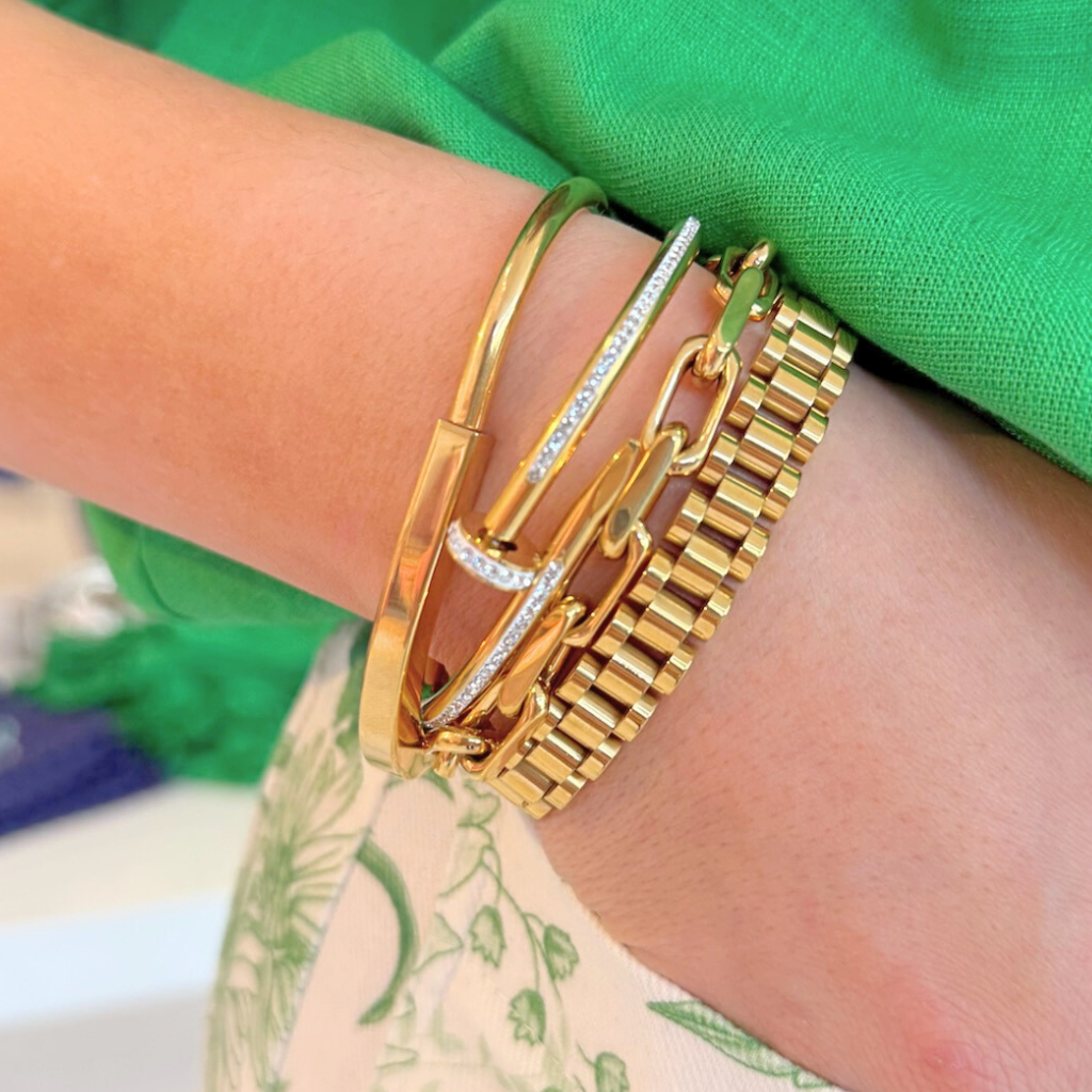 Gold Pavé Nail Bangle
