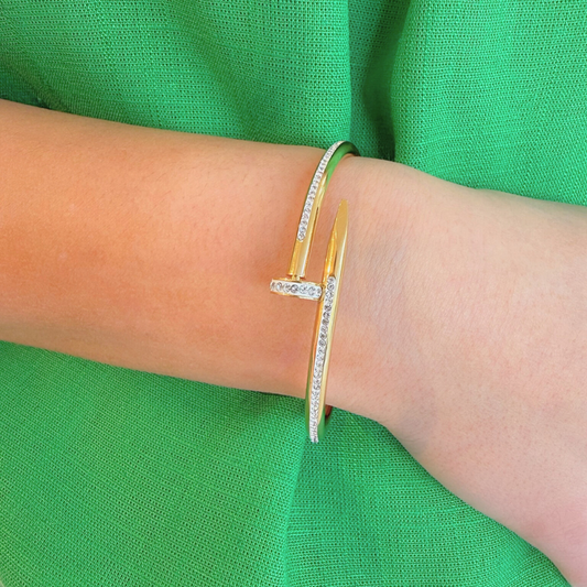 Gold Pavé Nail Bangle