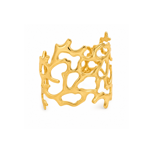 Gold Abstract Coral Cuff Bracelet