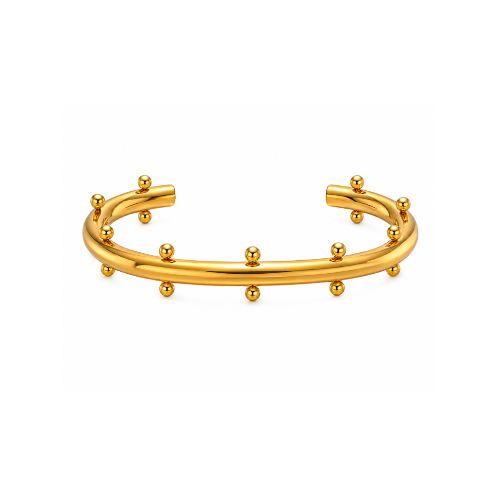 Gold Cuff with Beaded Accents