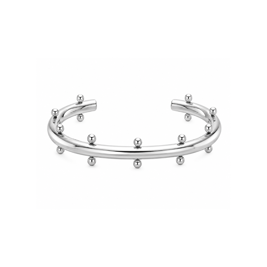 Silver Cuff with Beaded Accents