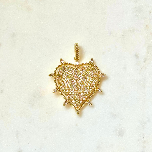 Gold Pavé Heart Charm