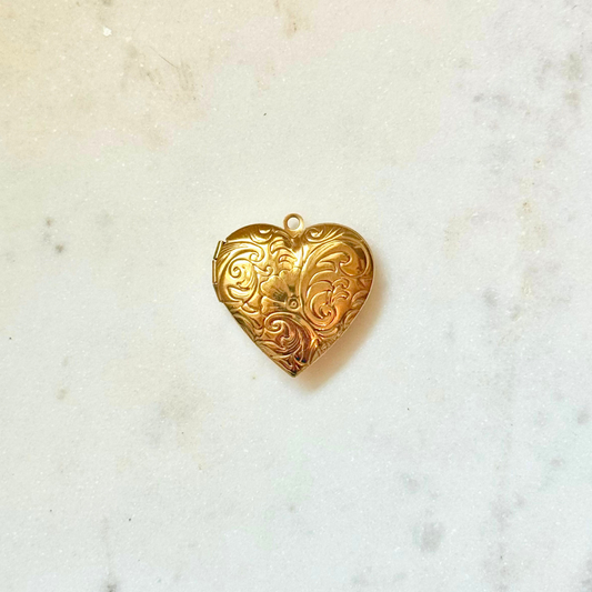 Gold Vintage Filigree Heart Locket Charm