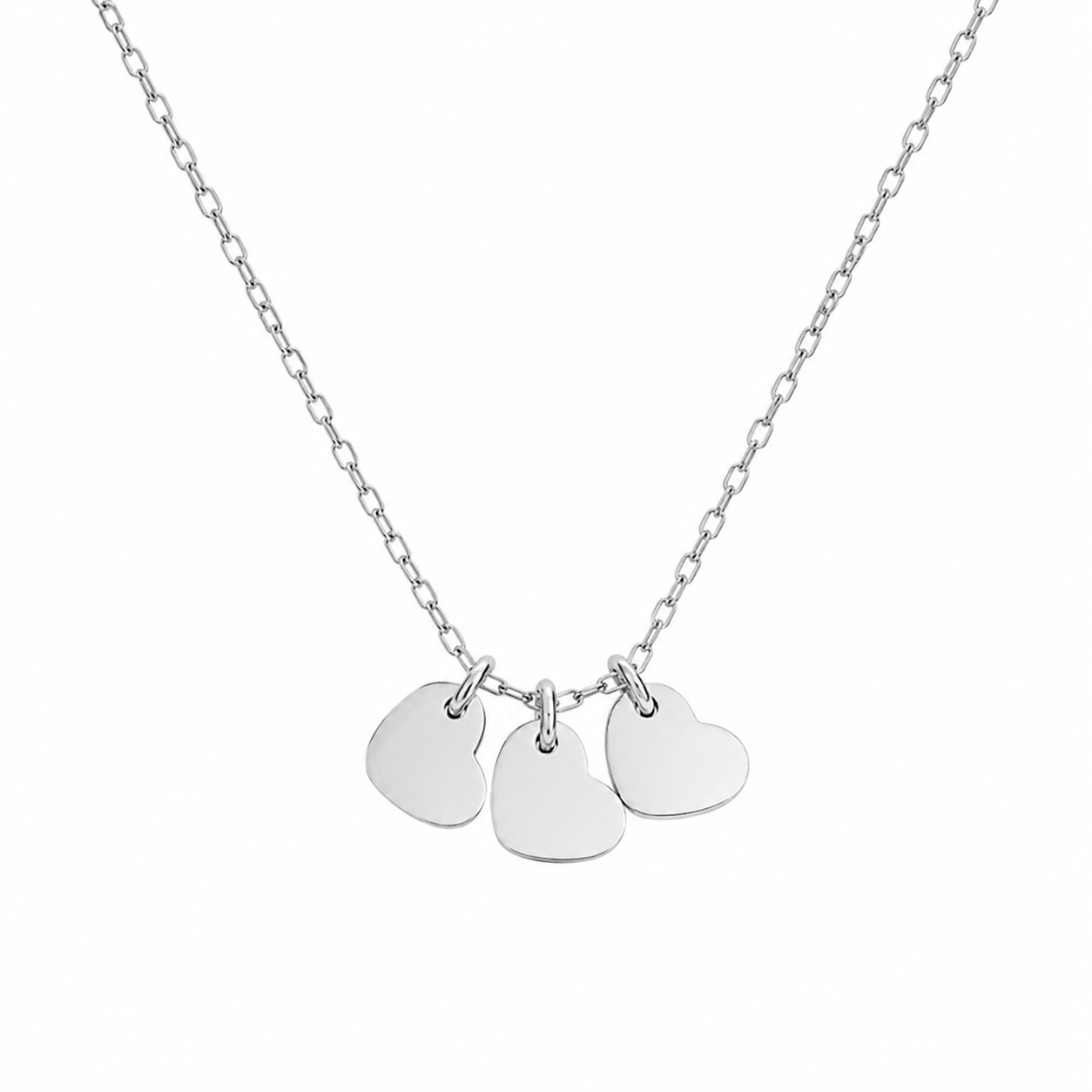 Silver necklace with three heart charms
