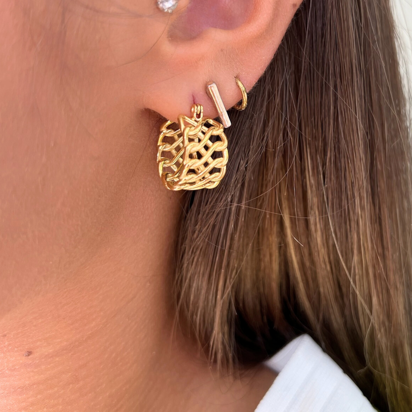 Gold Braided Small Hoop