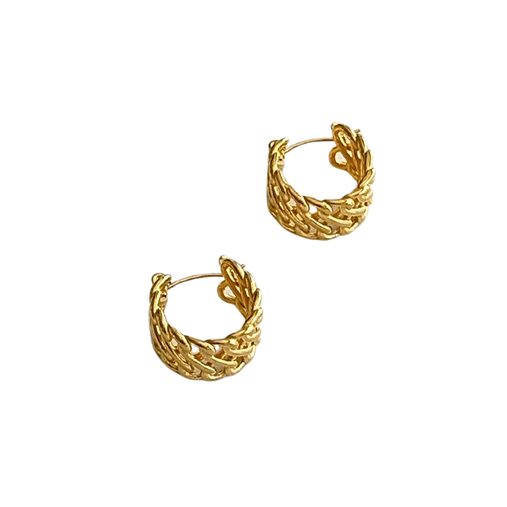 Gold Braided Small Hoop
