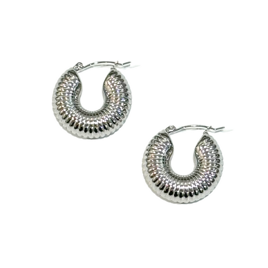 Silver Ribbed Hoop