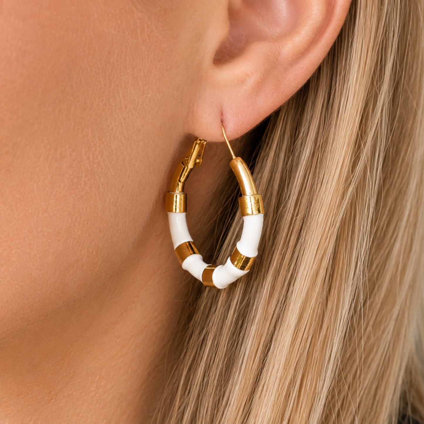 Gold & White Bamboo Hoop