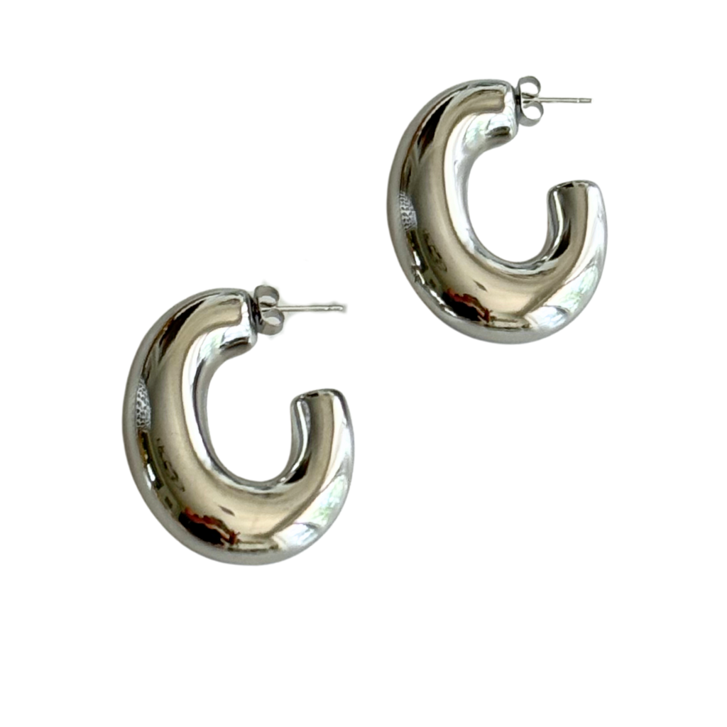Silver Wide C-Shape Earring