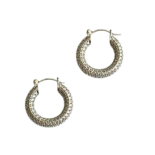 Silver Medium Pavé Hoop