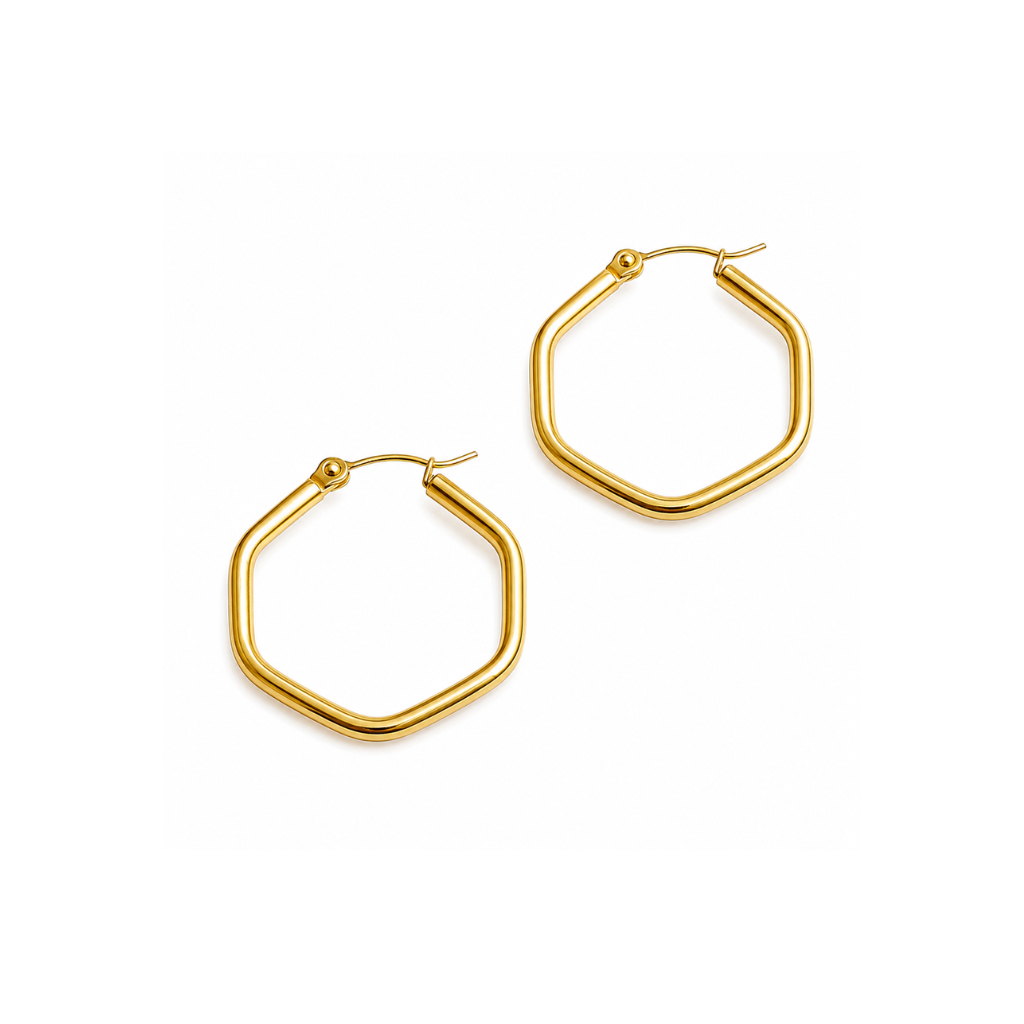 Gold Hexagon Hoop