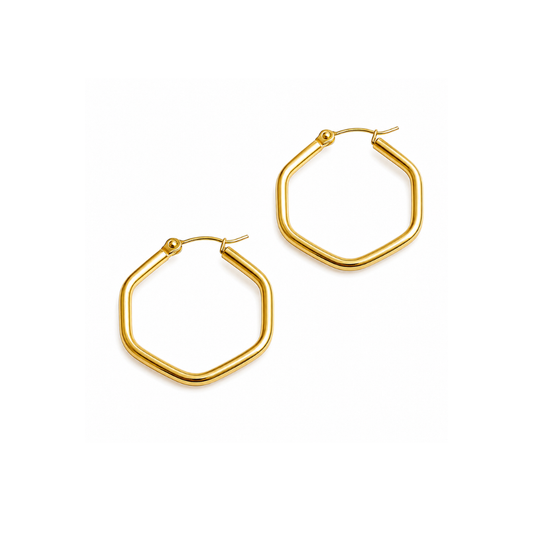Gold Hexagon Hoop