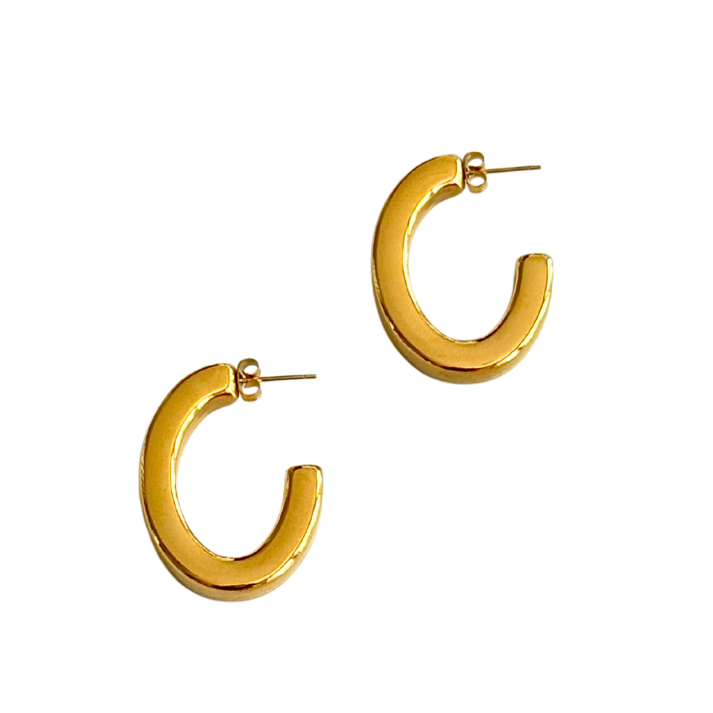 Large Gold C-Shape Hoop