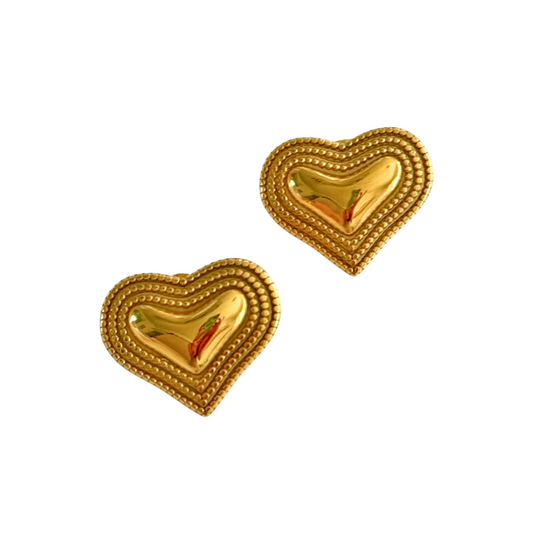"Gemma"- Gold Bead Heart Earring