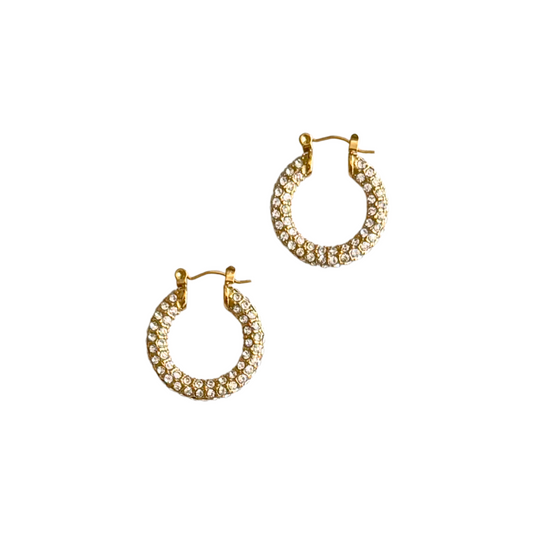 Gold Large Pave Hoop